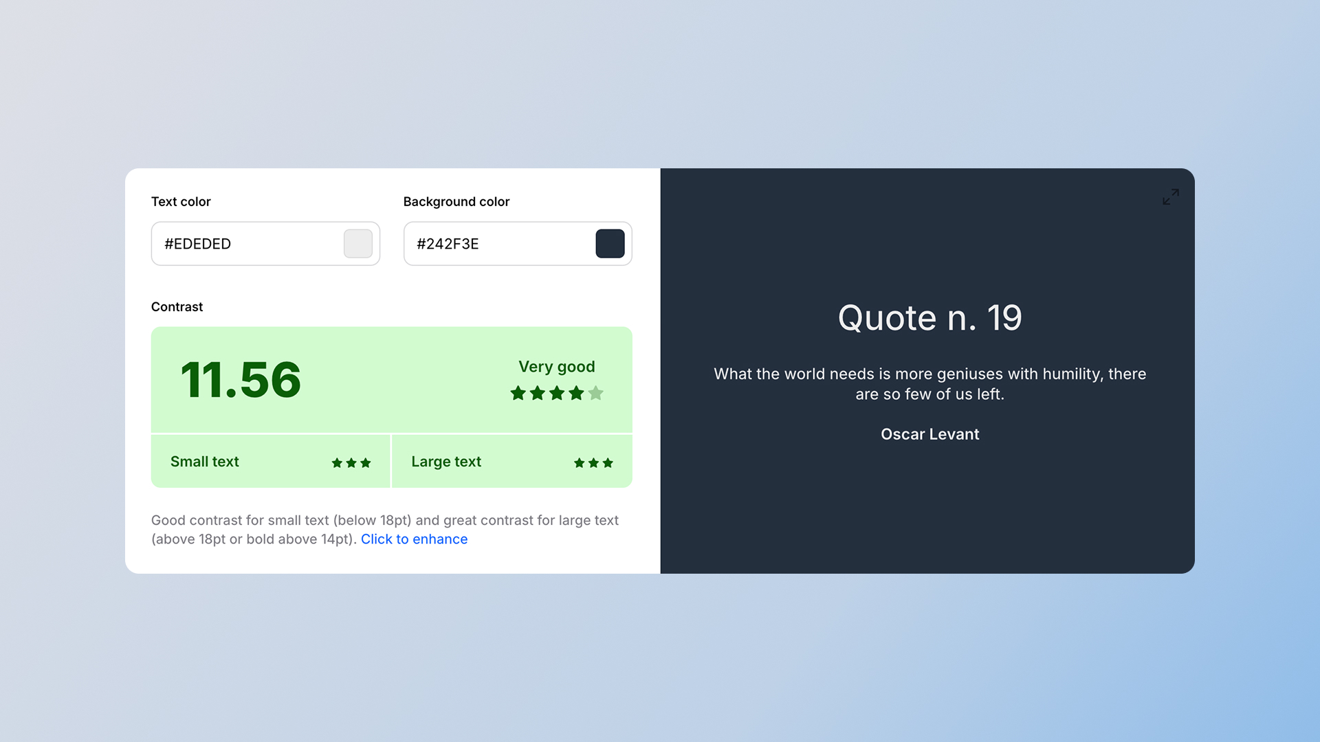 Color contrast accessibility check mockup